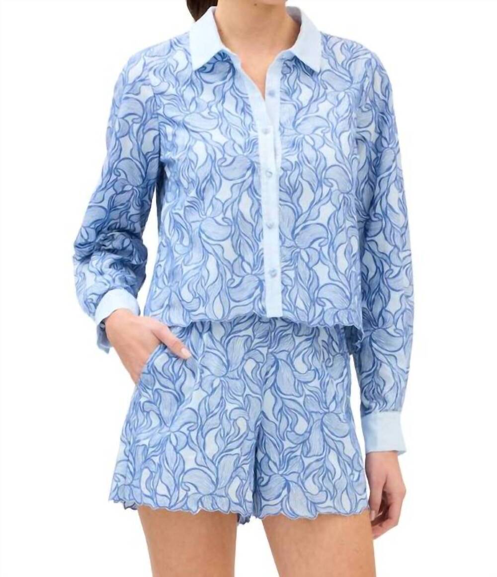 NEW ALLISON phoebe cropped boxy top in blue steel